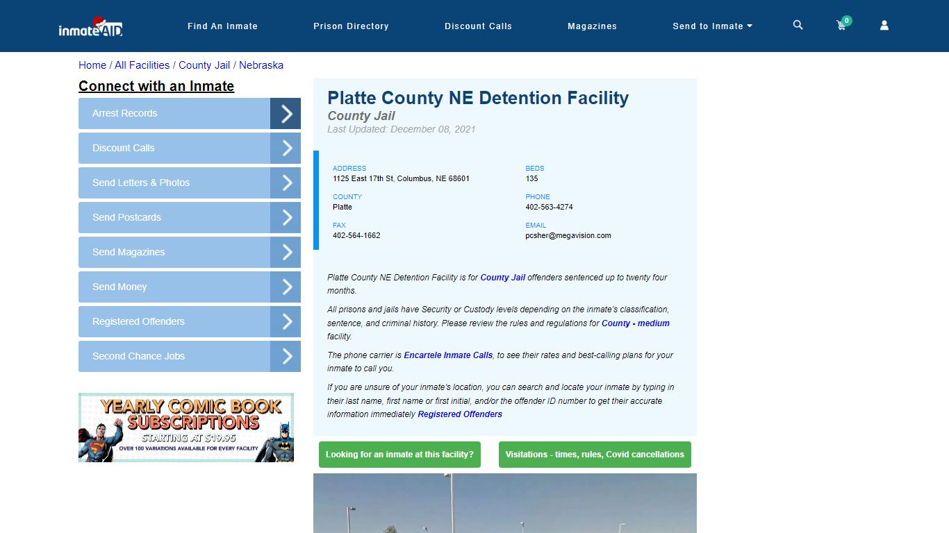 Platte County NE Detention Facility - Inmate Locator - Columbus, NE
