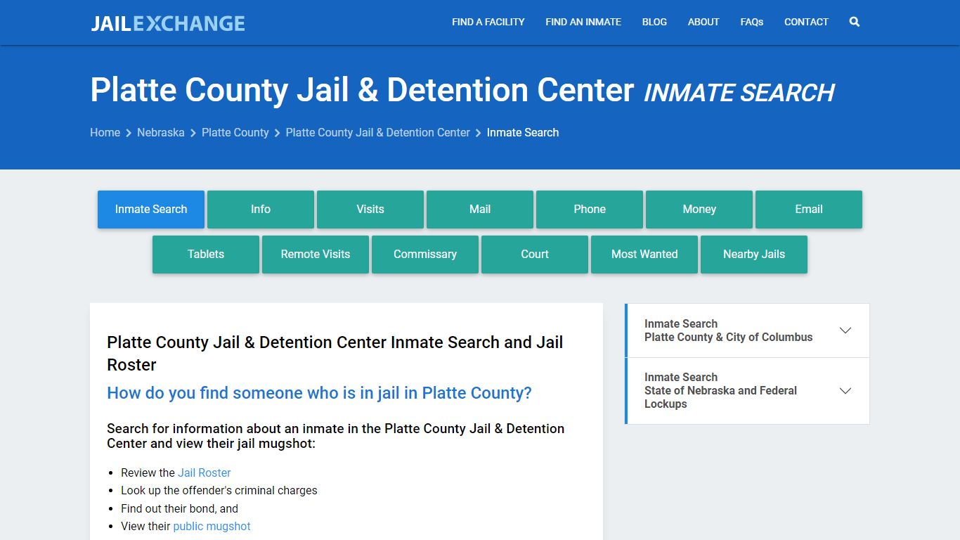 Platte County Jail & Detention Center Inmate Search